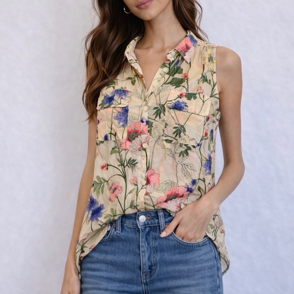 Express Tops - Express Multicolor Floral Sleeveless Blouse